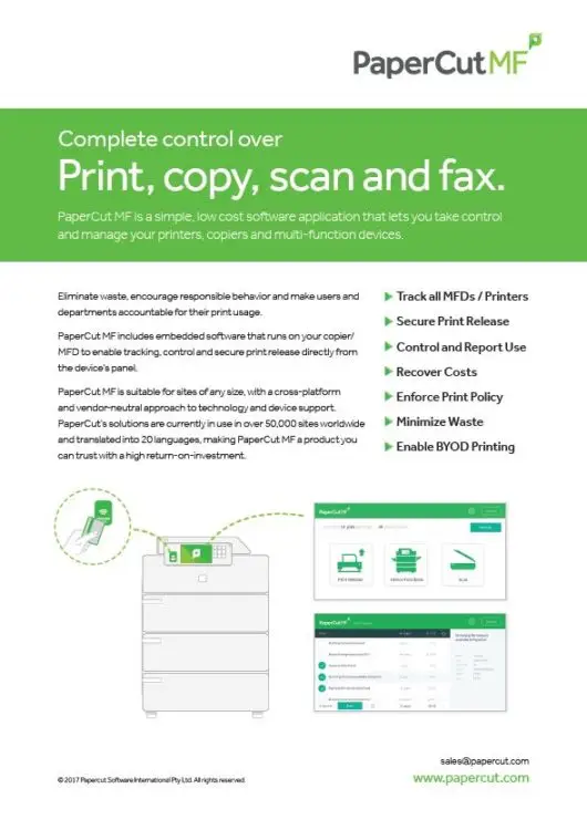 Papercut, Mf, Fact Sheet, Laser Imaging